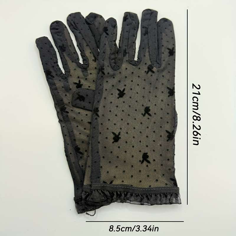 1 Pair Brown Versatile Lace Gloves
