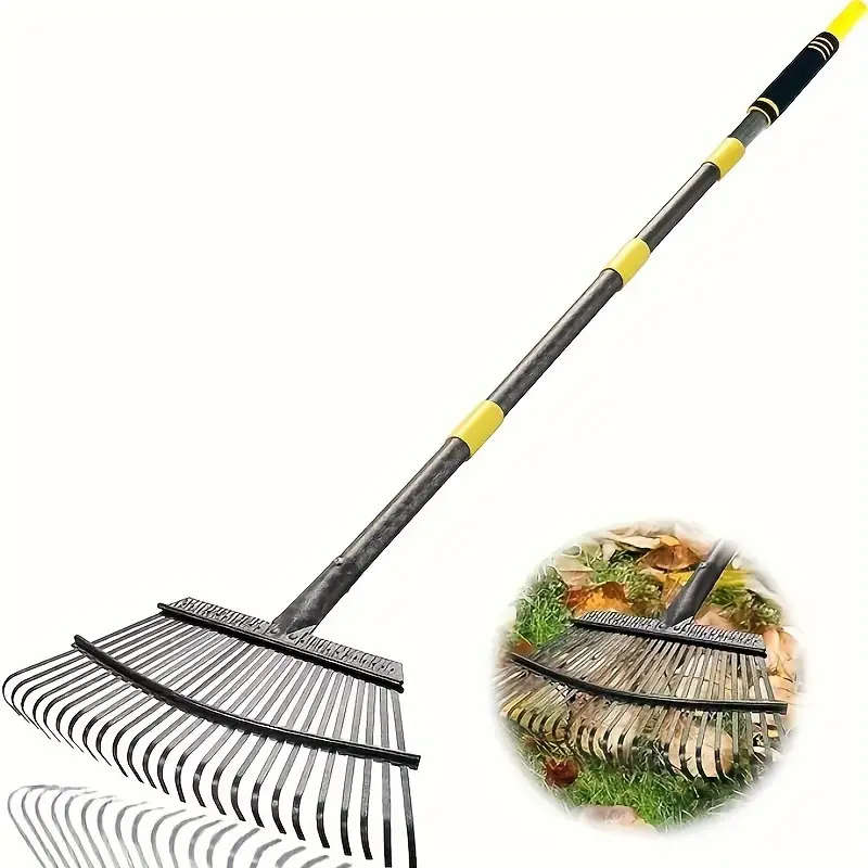 Adjustable 6-foot Heavy Duty Garden Leaf Rake