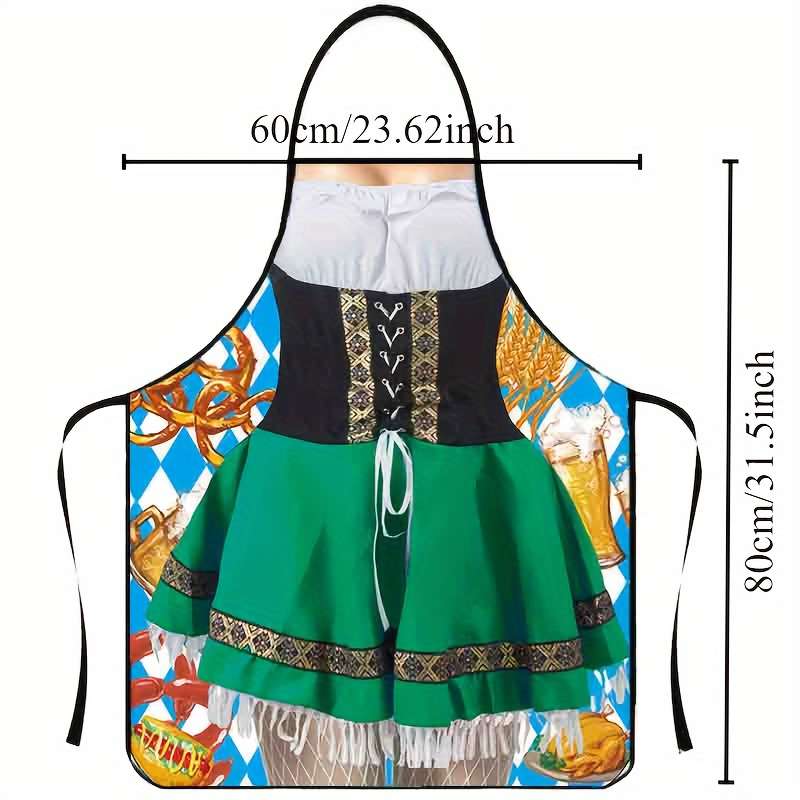 1pc Polyester Apron with Beer-Themed Print Stylish Kitchen Dining Wear for Men and Women Origi