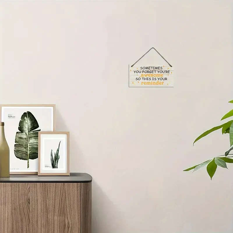 1pc Inspirational Wooden Wall Art Sometimes You Forget You're Awesome with Yellow Stars Classic Styl