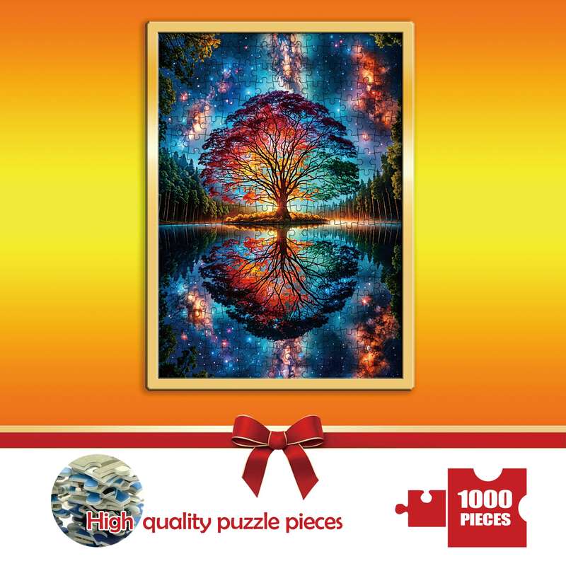 1000pcs Wisdom Tree Jigsaw Puzzle Thick Durable Seamless DIY Puzzle for Adults