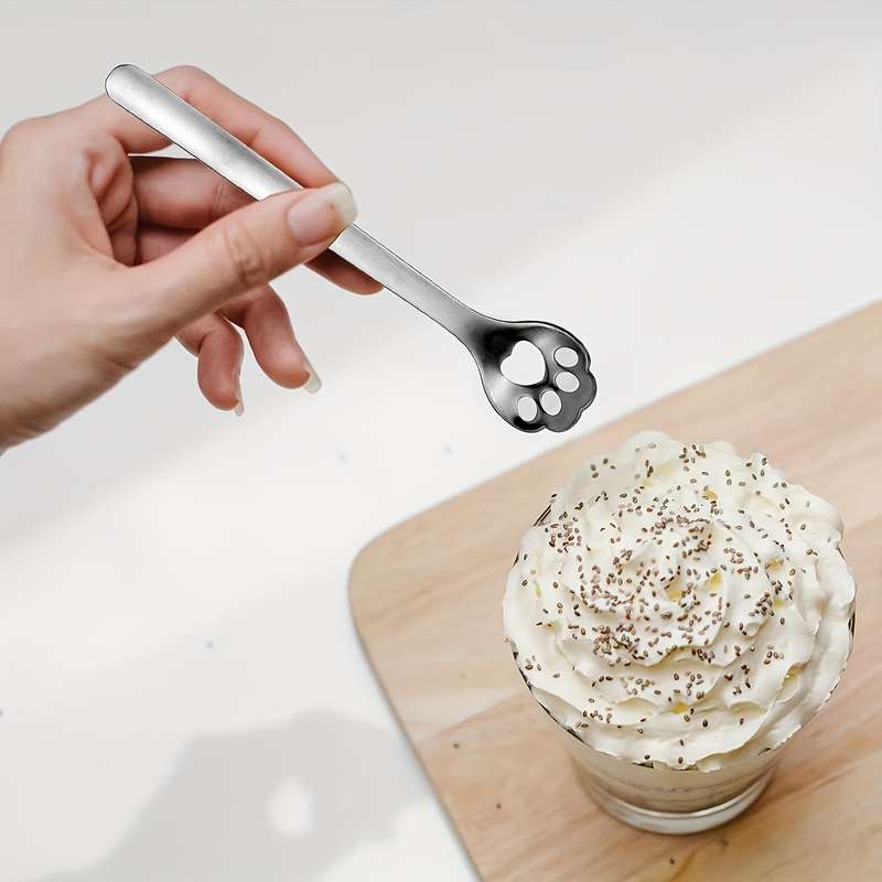 1pc Cat Claw Spoon Drinking Spoon Small Coffee Spoon Steel Dessert Spoon Handle Spoon Yogu