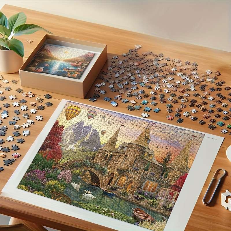1000pcs Castle Scene Jigsaw Puzzle Advanced Level Multi-Color Rectangular Paper P