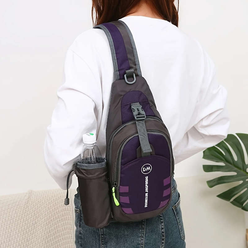 1pc Stylish Nylon Sling Bag Large Capacity Lightweight for Sports Fitness Casual Crossbody with Zip