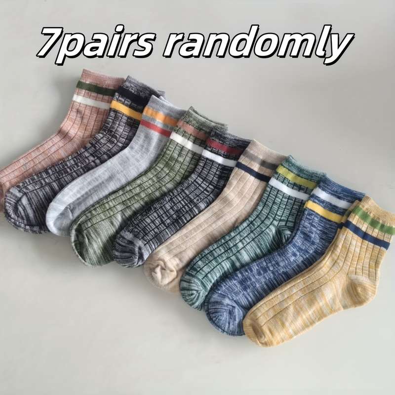 7 Pairs Random Asian One Size High Elastic Socks