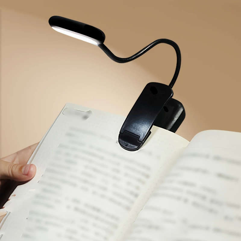1pc Battery Power Portable Book Light With Clip Adjustable Arm Reading Light Night Reading Lamp Desk