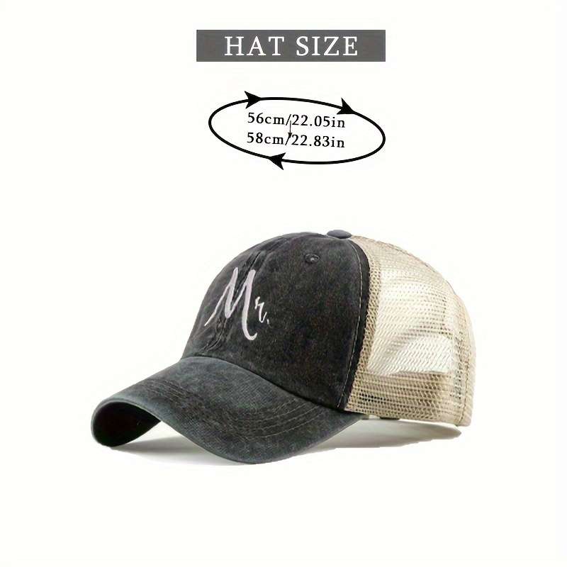 1pc Vintage Washed Baseball Cap with Embroidered Logo Breathable Adjustable Trucker Hat for All Se