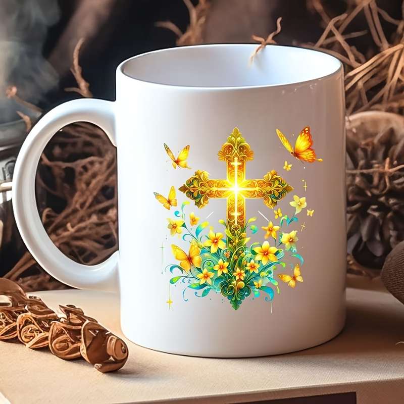 12pcs Lighted Floral Cross Jesus Christian Themed Stickers