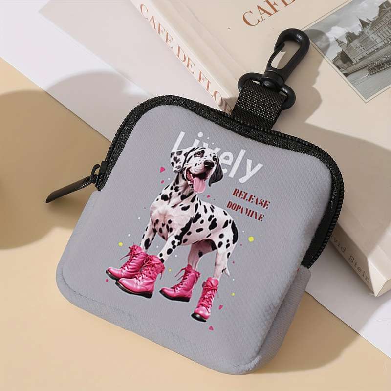 1pc Pink Boot Dog Pattern Printed Wallet a Small Item Organizer Bag Portable Multifunctional Key