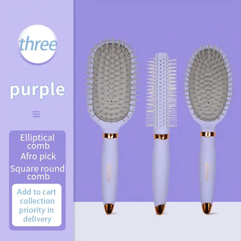 3pcs Set Scalp Massage Comb Portable Fluffy Air Cushion Comb for All Hair Types VS Ladies Hair Care