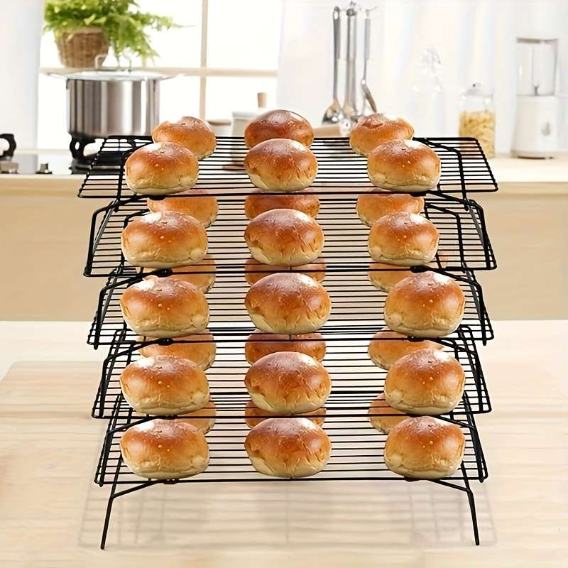 5pcs Cooling Rack Set Stackable Baking and Cooking Rack for Cooling Grilling Foldable and Hea