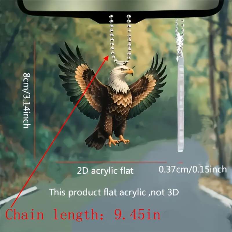 1pc 2D Flat    White Eagle Flat acrylic car pendant stylish home decor pendant bag and keych