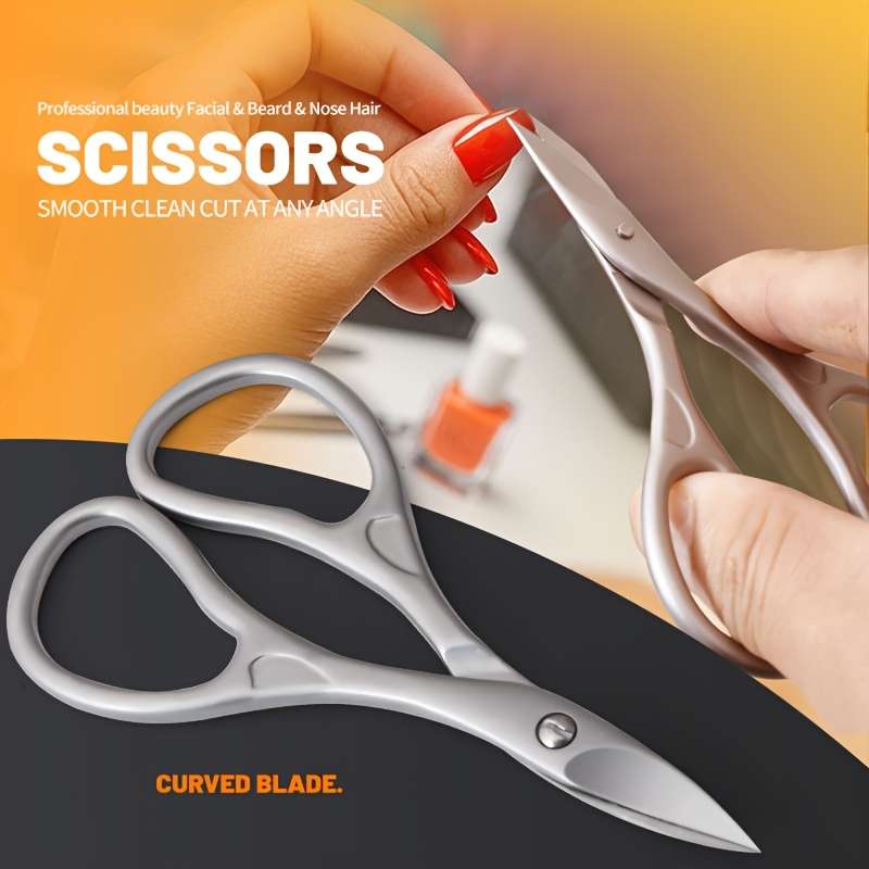 1pc Professional Stainless Steel Nail Scissors Curved Ergonomic Design for Precision Cutting