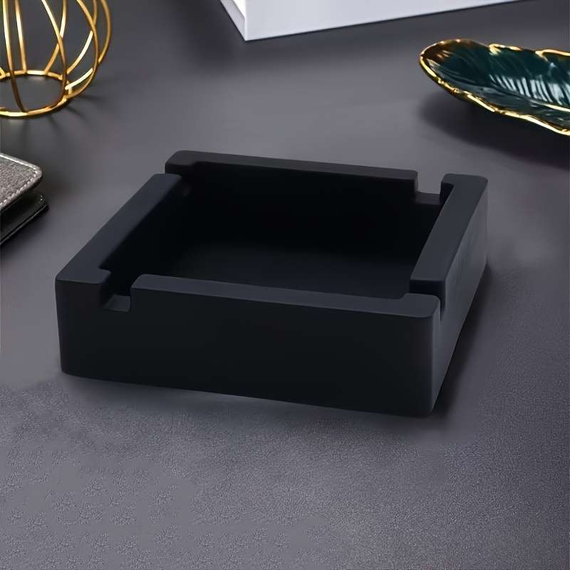 1pc Home Relaxation Modern Square Silicone Ashtray Sleek DIY Home Decor No Power Needed Black