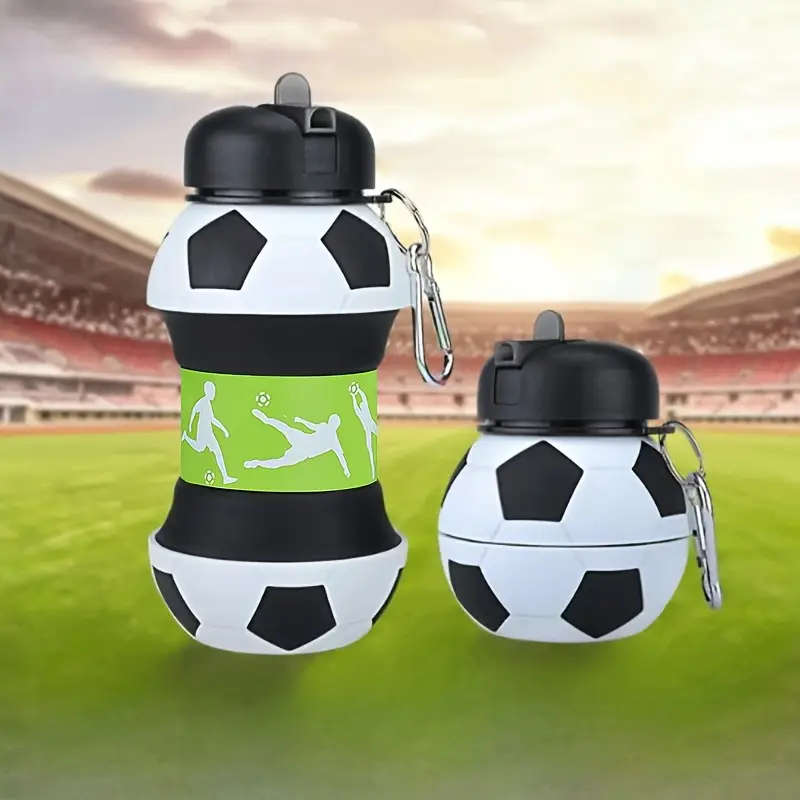 1pc Foldable Silicone Sports Water Bottle Portable High-Temperature Resistant BPA-Free Leak-Proof wi