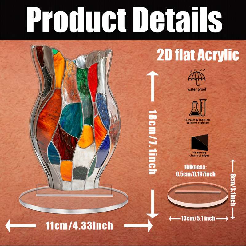 1pc 2D Flat   Elegant Acrylic Vase Decoration 11.0cm X 18.03cm an Ideal Choice for Home And Of