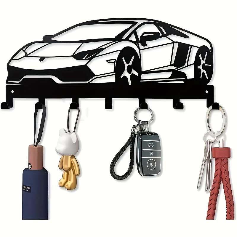 1pc Modern Metal Car-Shaped Wall Key Hook Easy Install Decorative Storage for Living Room Bedroom