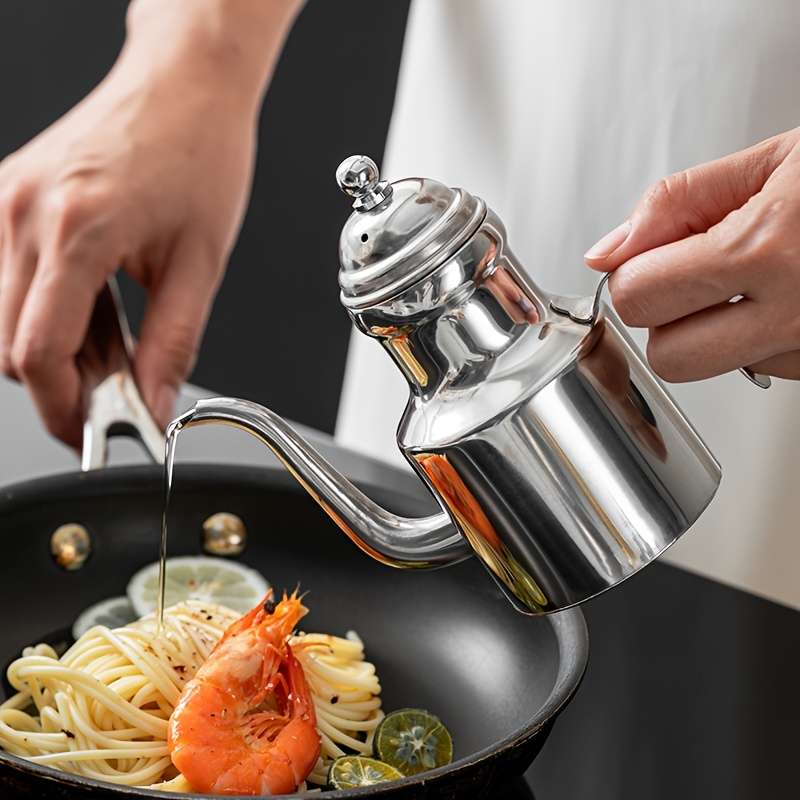1pc 304 Stainless Steel Oil Pot Large Tea And Coffee Pot Thick And Durable Seasoning Storage