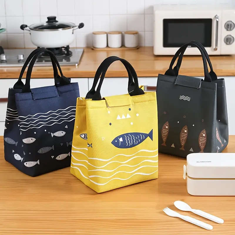 1pc Animal Theme Oxford Cloth Insulated Lunch Bag Waterproof Thermal Tote for Students Office Worker