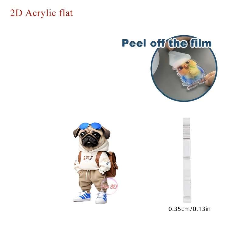 1pc 2D Flat   cute backpack Habadog acrylic keychain suitable for decorating bags and car keys