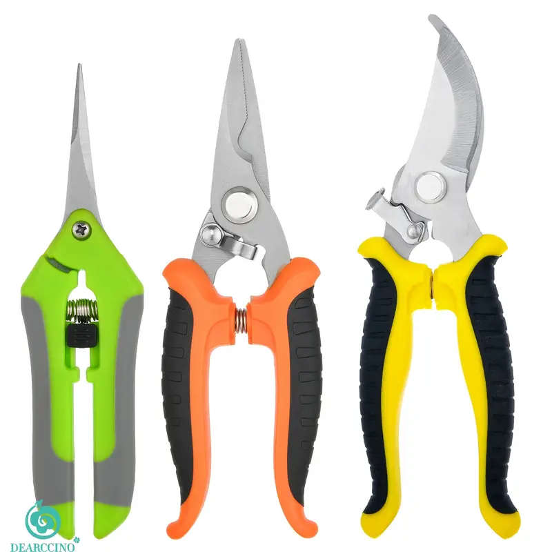 3Pack Stainless Steel Garden Pruning Shears Modern Metal Gardening Scissors Durable Trimming