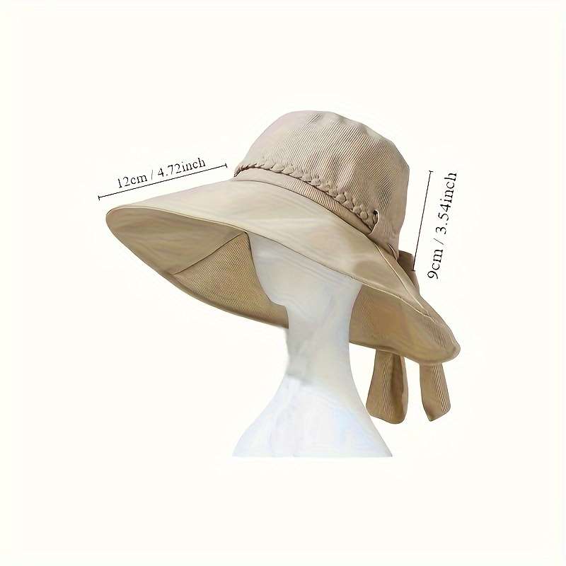 1pc Versatile Sunshade Large Brim Hat Women's Bowknot Braided Decorative Caps Outdoor Travel Wide