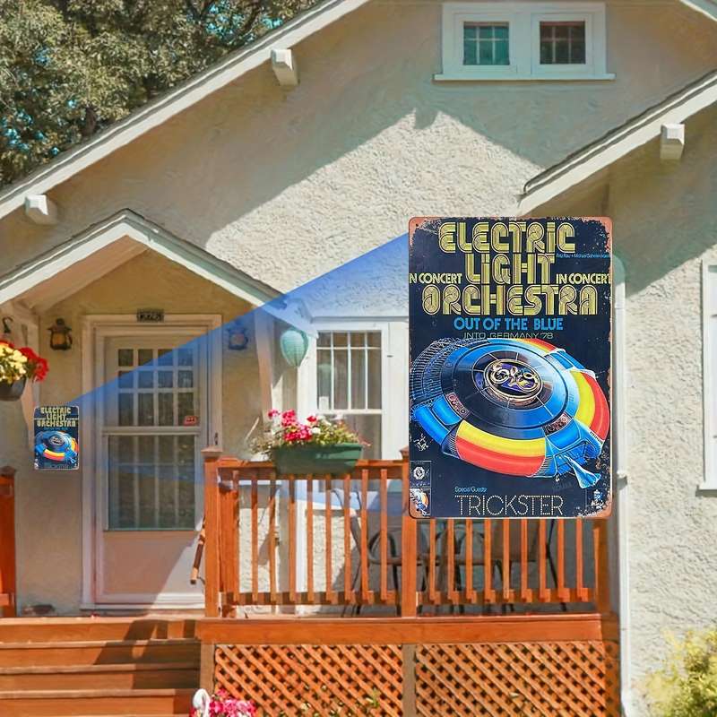 1pc  Vintage Electric Light Orchestra ELO Tin Sign Frameless Retro-Inspired Metal Wall Art wi