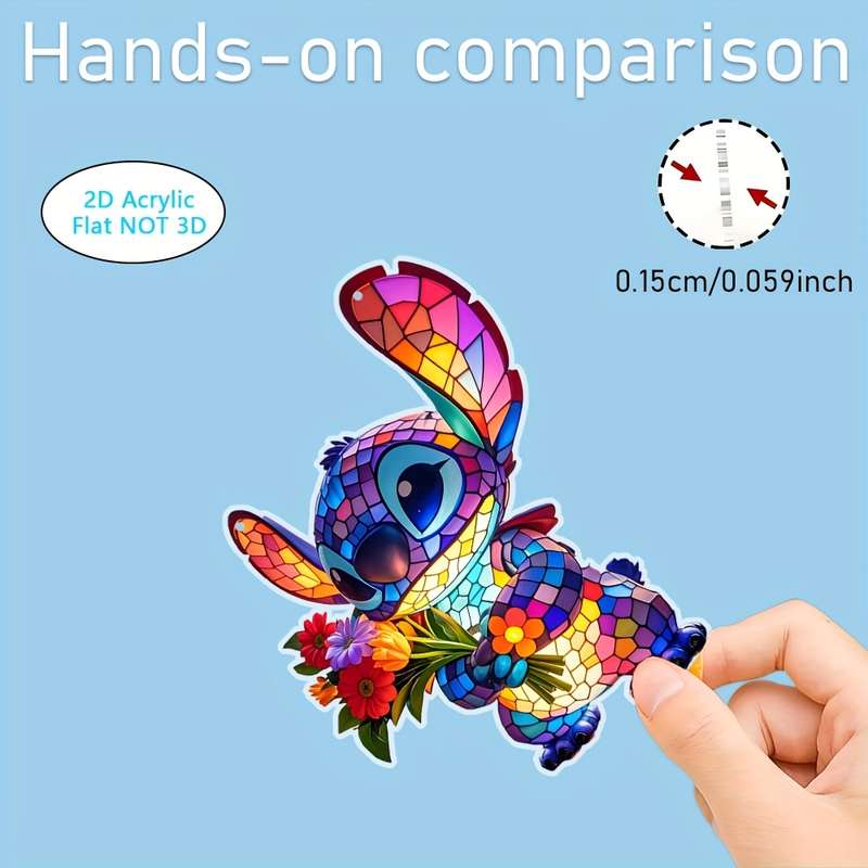 1pc 2D Flat  Decorative signs and plaques  Stitch holding flowers pendant acrylic stained glass