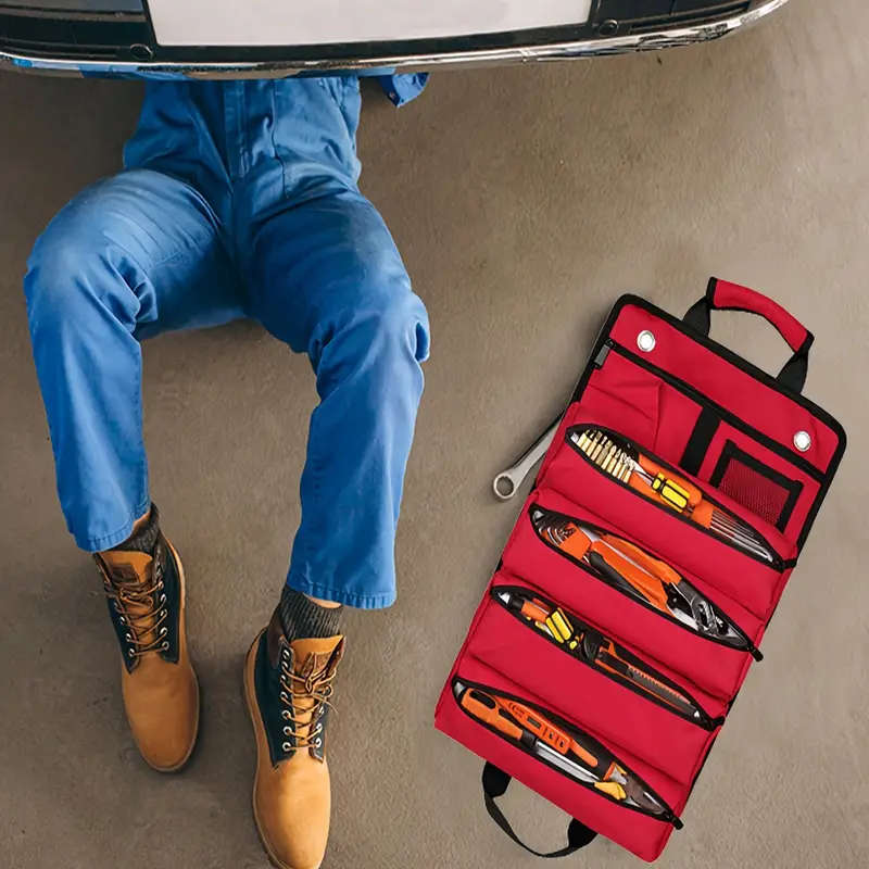 Portable Heavy Duty Tool Organizer Roll Up Bag with Detachable Pouch Suitable for Men and Women
