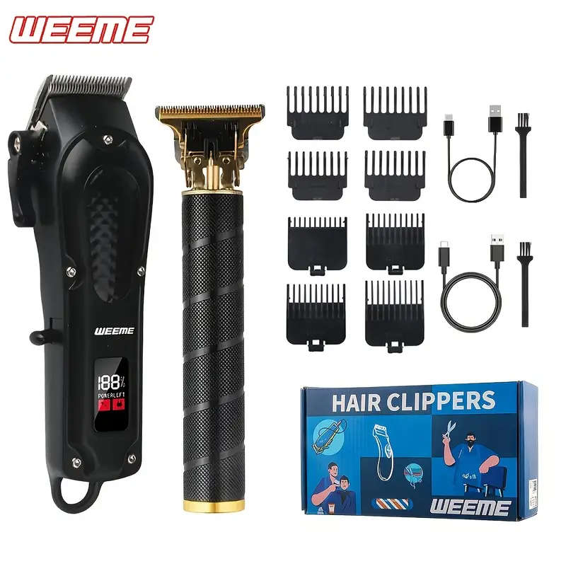 Luxury Haircut Set Electric Hair Clipper with T-shaped Trimming 4-speed Fine Tuning USB Charging LCD