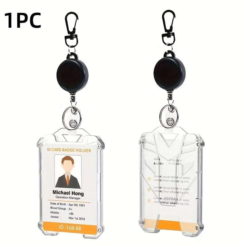 1pc Durable Plastic Extendable Work Pass Card Holder with ID Holder C Sleek Design for Office