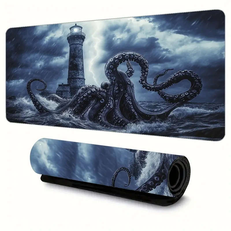 1pc 30x80cm Sea Monster Lighthouse Storm Mouse Pad Soft Feel Office Desk Accessory