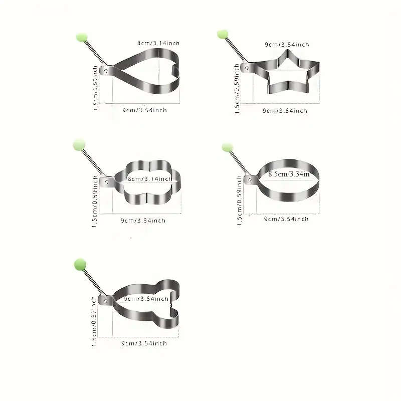 5pcs Edelstahl Eierform Set Verdickte Antihaft-Form For Spiegeleier Pocheeier Mit Herz- Und Reiskuge