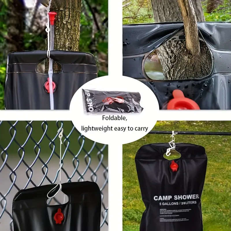 20L Portable Camping Shower Bag With Removable Hose On-off Switchable Shower Head Perfect