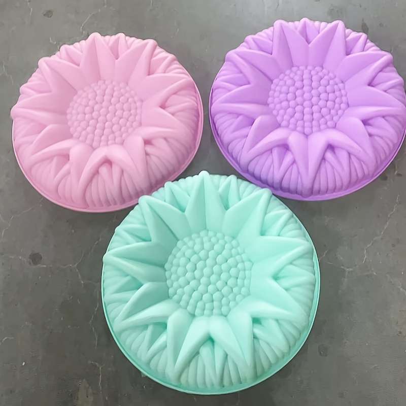 1pc Large Silicone Sunflower Shape Pastry Cake Mold Baking Tools Kitchen Accessories Random Col