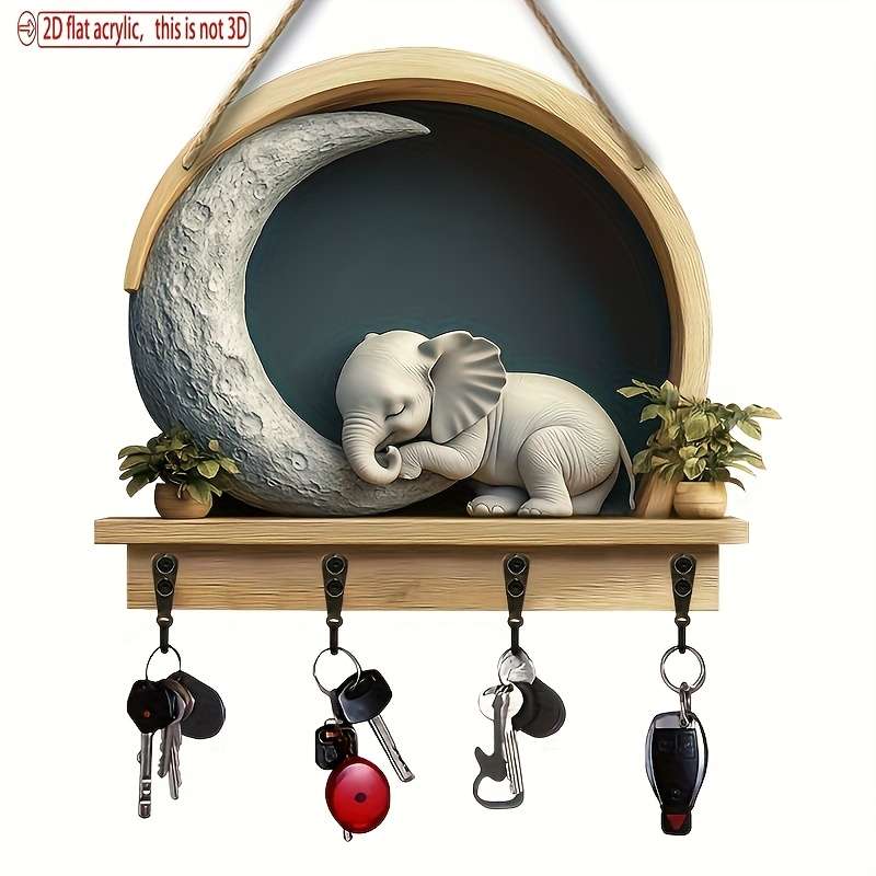 2D Flat n and Home Key Holder with Four Metal Hooks 11.81x9.84 2D Wall Art Wall Decoration Porch