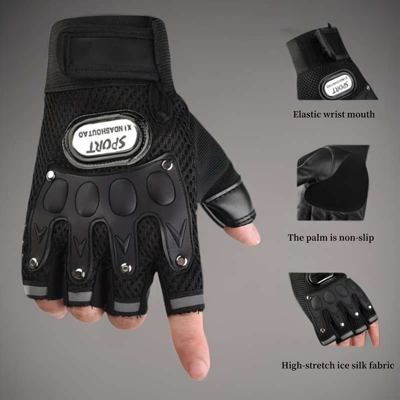1 Pair Black Outdoor Sports Gloves