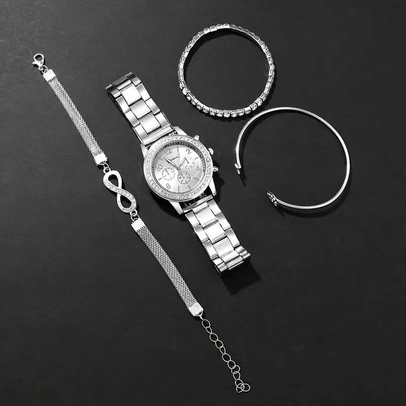 4 Pieces Of Elegant Women's Steel Band Quartz Watches