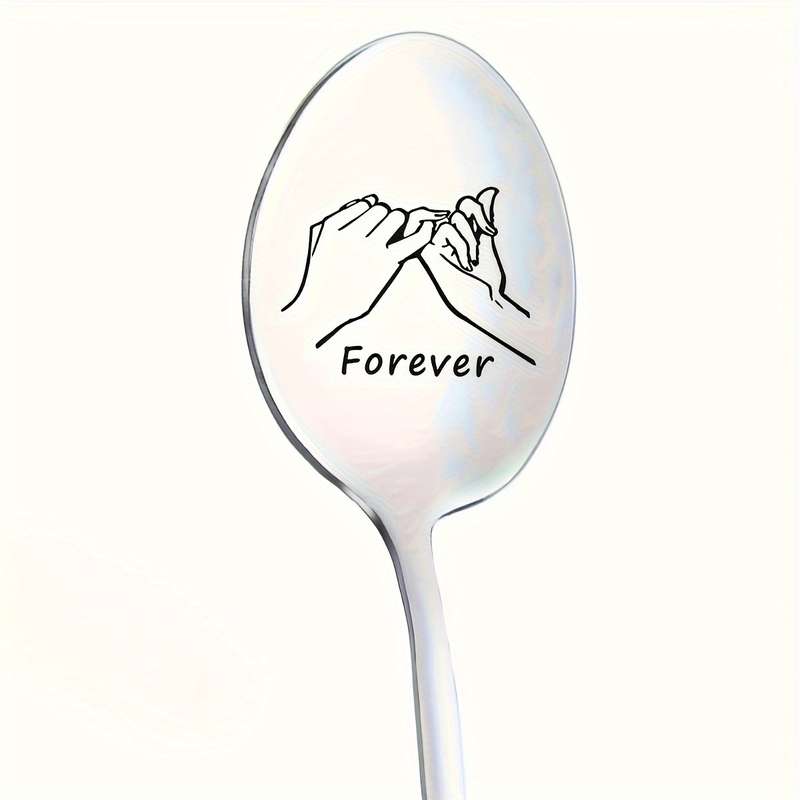 1pc Engraved Stainless Steel Spoon  Forever  Ideal for Coffee Ice Cream Tea Desserts Pe