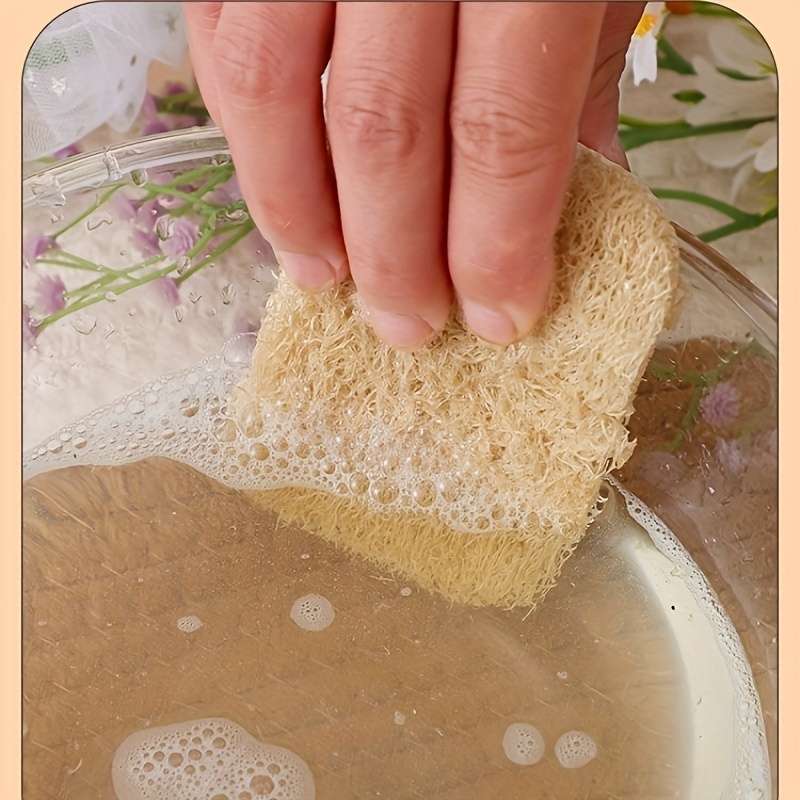 5pcs Natural Hemp Loofah Scrubbing Pads Non-Scratch Oil-Resistant Lightweight Durable Rec