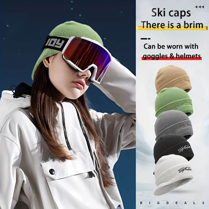 1pc Vintage-Inspired Embroidered Beanie with Brim Perfect for Casual Attire Outdoor Adventures