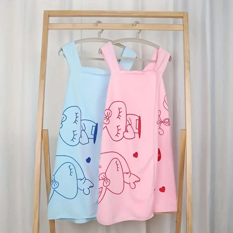 1pc Cute Rabbit Bath Wrap Towel Absorbent Quick-drying Wearable Bath Towel For Women Super Soft Bat