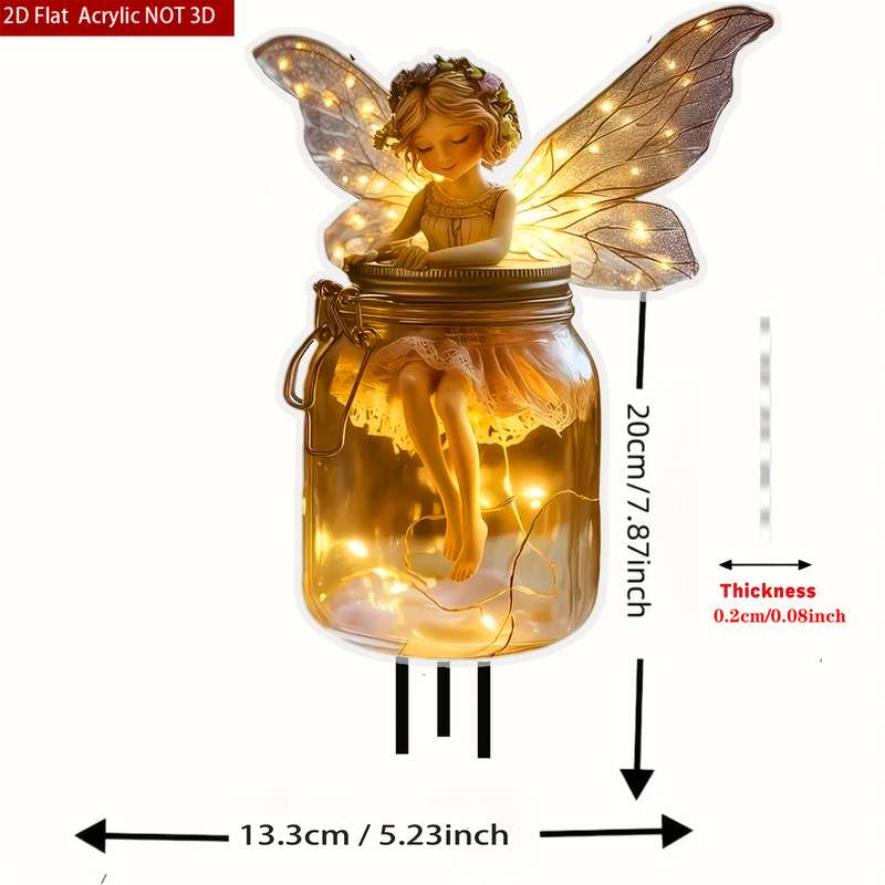 1pc 2D Flat   Bohemian Style Acrylic Fairy 16.51cmx 20.32cm Whimsical Garden Stake Perfect for