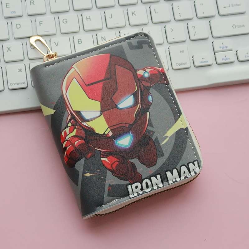 1pc Marvel Iron for Man Wallet Large Capacity Coin Purse with Multiple Compartments Zipper Closu