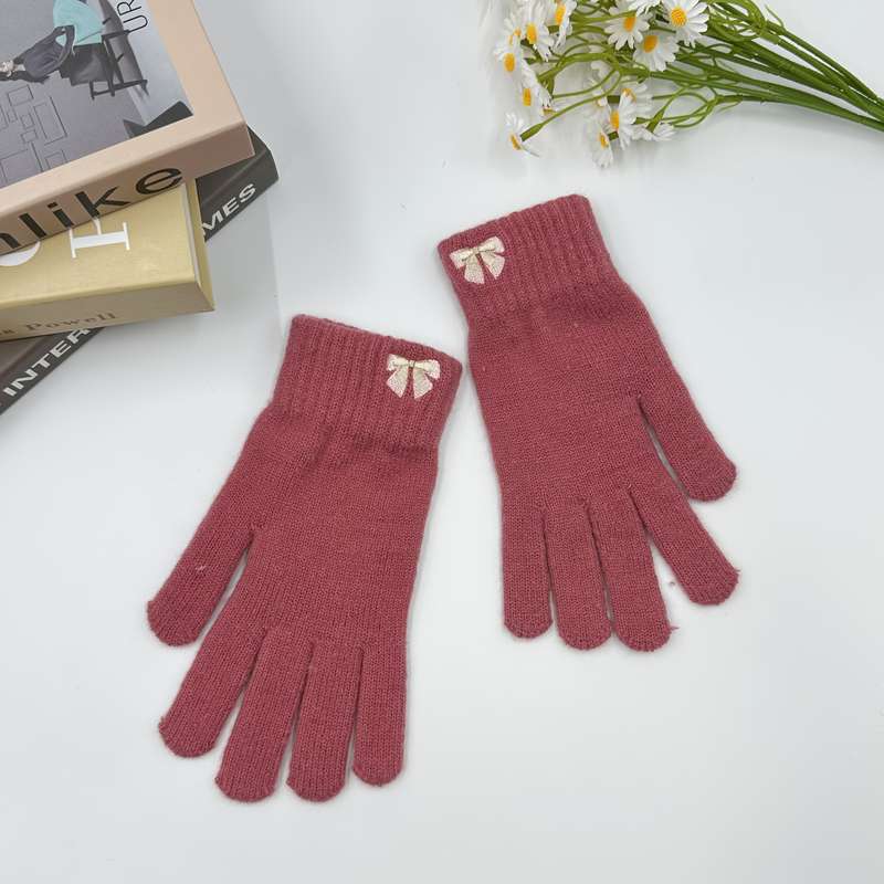 1 Pair Red Gray Warm Gloves