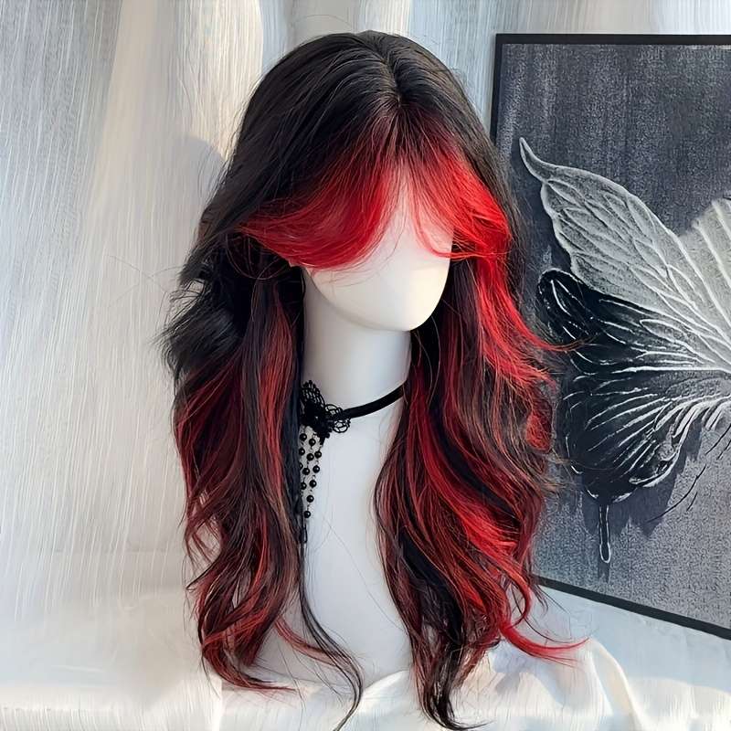 1Pc Black Red 60.96cm Fashion Design Wig