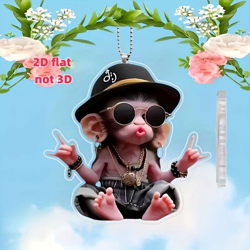 1pc 2D Flat   ~  Acrylic ~ A Funny Monkey Decorative Pendant Used for Keychain Pendants