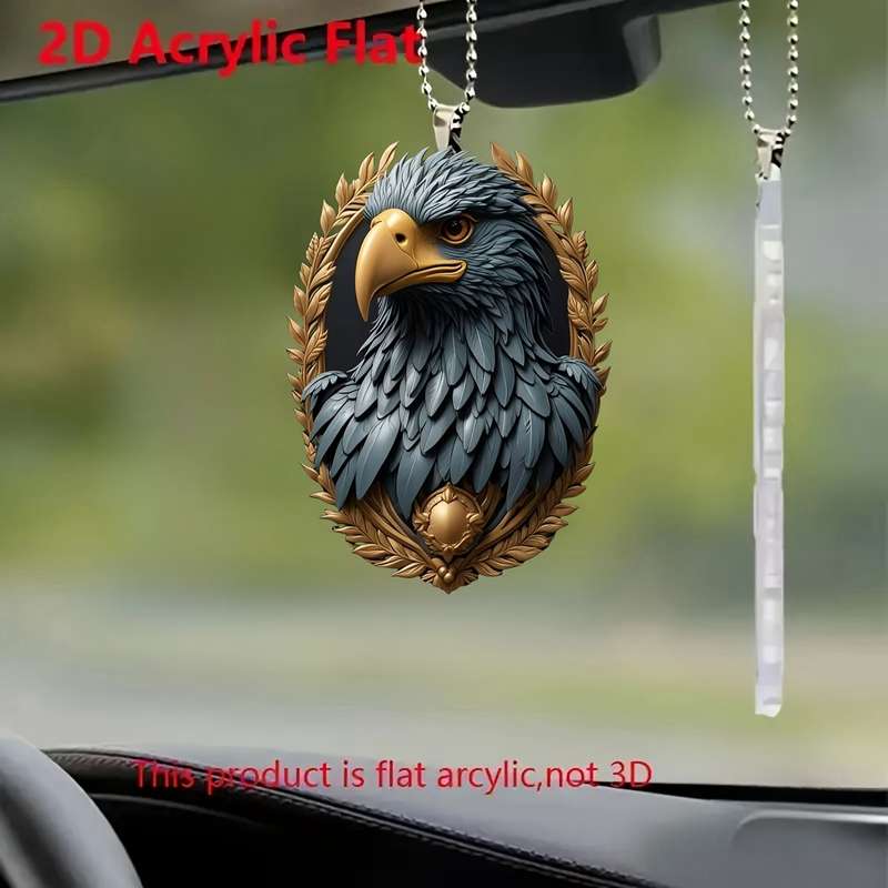 1pc 2D Flat    Acrylic Eagle Pendant Intricate Feather Design Car Hanging Ornament Bac