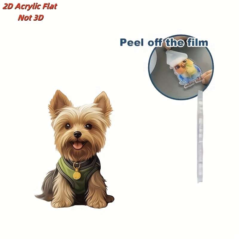 1pc 2D Flat   Cute and Charming Yorkshire Terrier Puppy Acrylic Keychain Fashionable Animal Pen