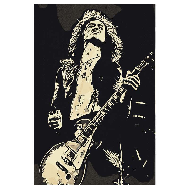 1pc  Jimmy Page Pop Art Canvas Print Frameless 30.48x45.72 cm HD Wall Art Black White Guita